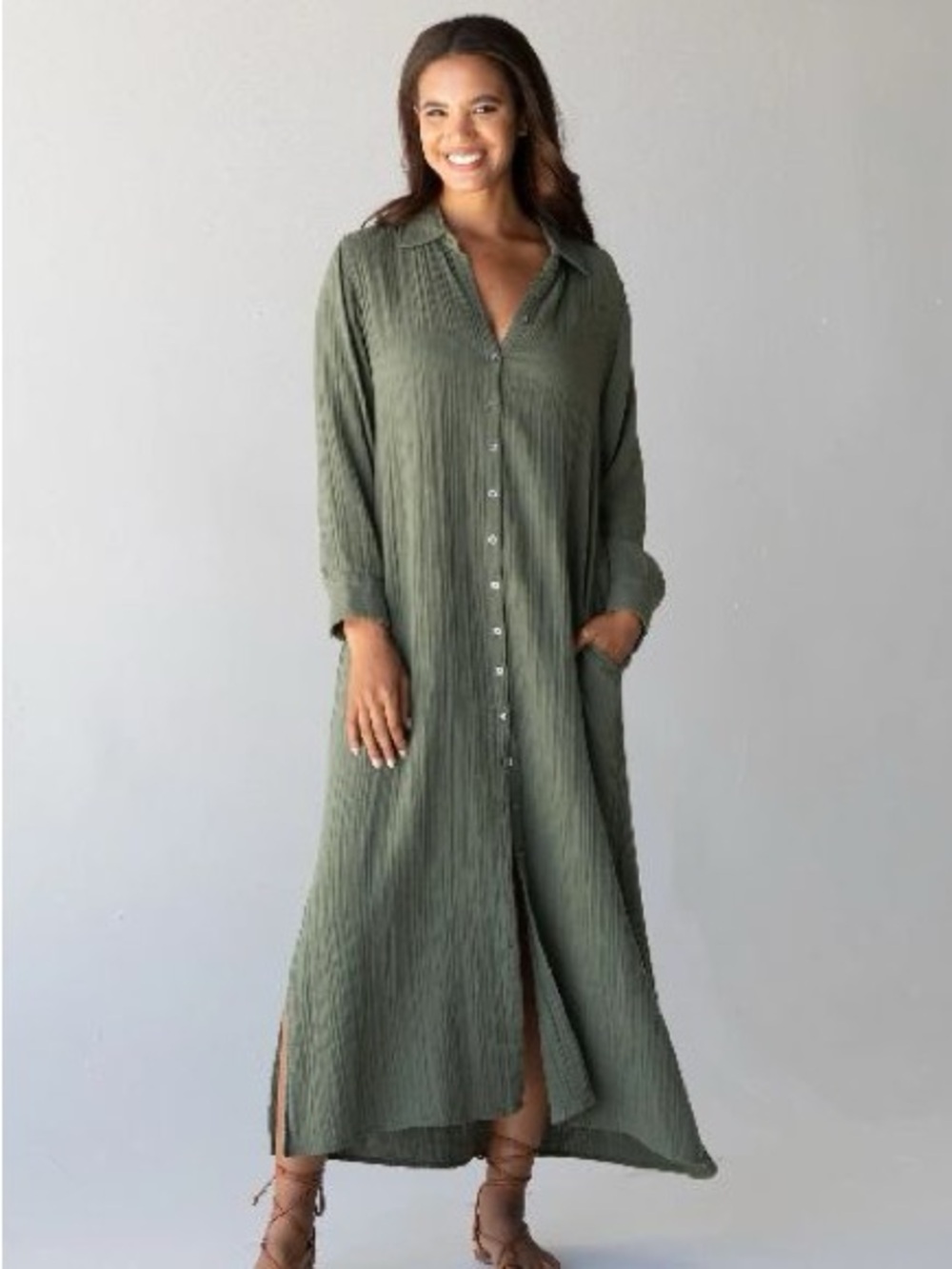 Natural Life The Drew Gauze Long Sleeve Shirt Dress Women’s